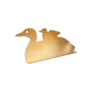 Vintage Wooden Primitive Duck Goose Mama and Baby Cutting Board Cottagecore